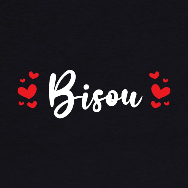 Bisou French White Typography With Red Hearts by Pixel On Fire